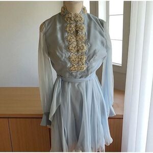 1950s babydoll dress baby blue covered in aurora borealis crystals size in pictu